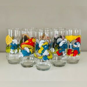 Vintage 80s Smurfs Character Glass Set